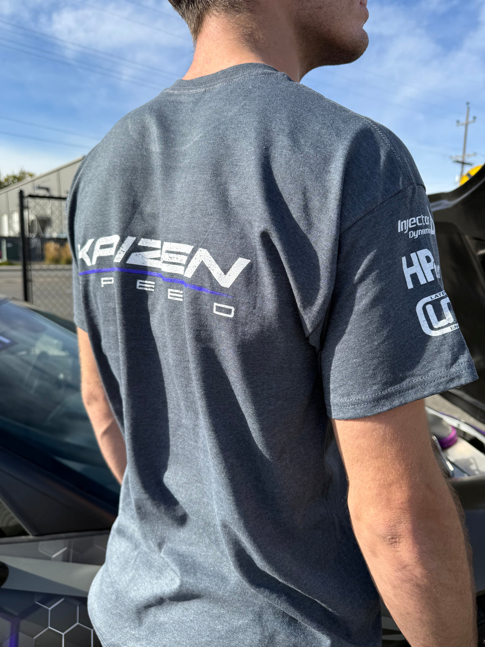 Kaizen Speed Distressed Logo T-Shirt, Dark Grey, Gildan Dry Blend
